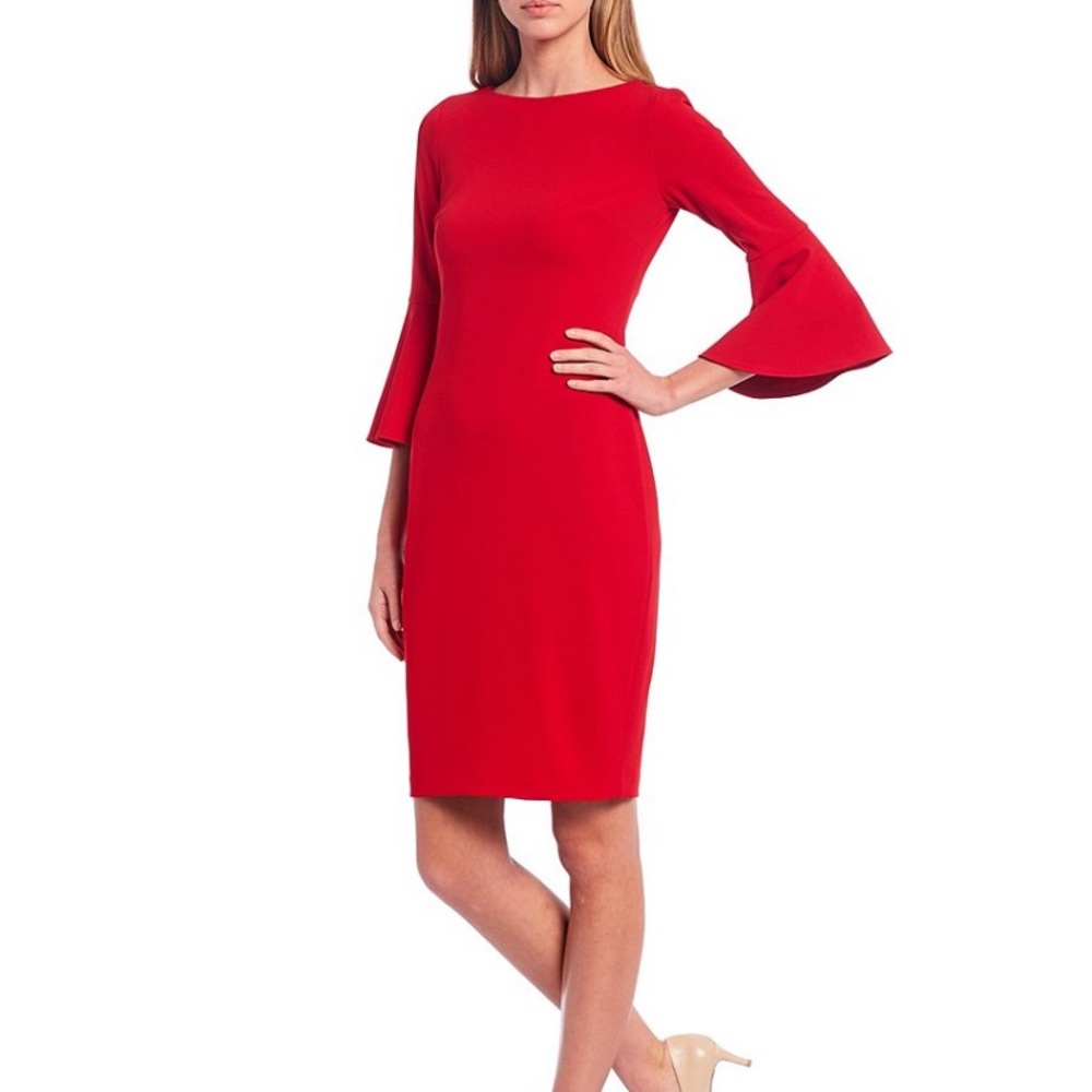 Red Dramatic Sleeves Dress